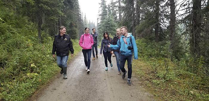 Group walk to court house at Barkerville
